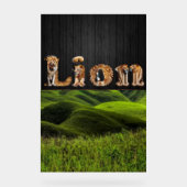"LION Typography Art - Majestic Jungle King Poster アクリルサイン (正面)
