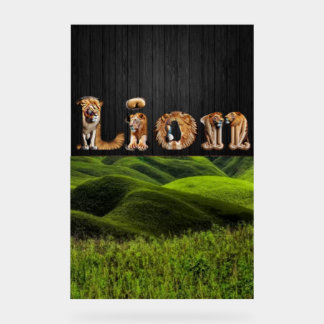 "LION Typography Art - Majestic Jungle King Poster アクリルサイン