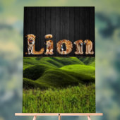 "LION Typography Art - Majestic Jungle King Poster アクリルサイン (ニュートラル)