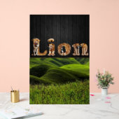 "LION Typography Art - Majestic Jungle King Poster アクリルサイン (ウェディング)