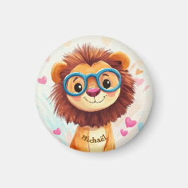 Lion Valentine's Day Heart Badge Kids School  マグネット