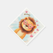 Lion Valentine's Day Heart Kids School スタンダードカクテルナプキン (角)