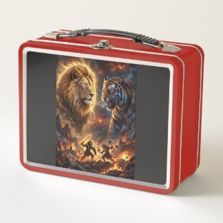 Lion vs Tiger Epic Fantasy Battle Wall Hanging Tap メタルランチボックス