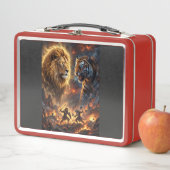 Lion vs Tiger Epic Fantasy Battle Wall Hanging Tap メタルランチボックス (インサイチュ)