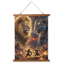 Lion vs Tiger Epic Fantasy Battle Wall Hanging Tap