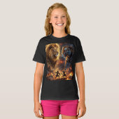 Lion vs Tiger Epic Fantasy Battle Wall Hanging Tap Tシャツ (正面フル)