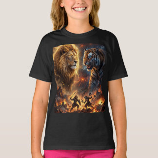 Lion vs Tiger Epic Fantasy Battle Wall Hanging Tap Tシャツ