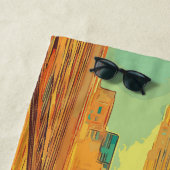 Lion Walking Through City Street Art ビーチタオル (インサイチュ)