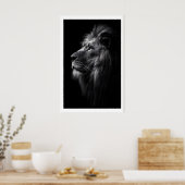 Lion Wall Art Black and White Side Profile with ポスター (キッチン)