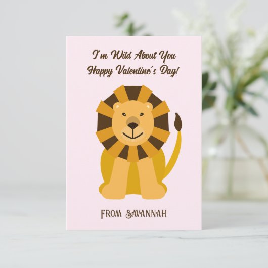 Lion Wild About You Valentine's Day Kids ノートカード (スタンド正面)