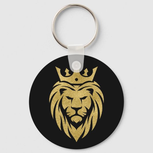 Lion With Crown - Gold Style 3 キーホルダー (正面)