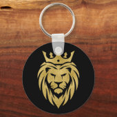Lion With Crown - Gold Style 3 キーホルダー (正面)