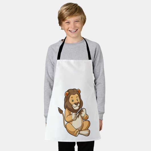 Lion with Nail arrows エプロン (着用した状態)