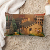 Lionelの戦後の列車および町の枕 ランバークッション (ブランケット)