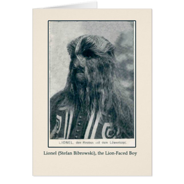 Lionelは、ライオン男の子のカードおよび郵便はがきに直面しました (正面)