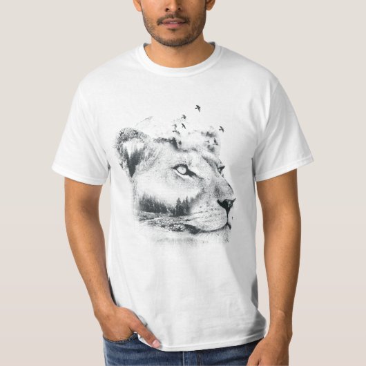 Lioness Lionesses Design Double Exposed Tシャツ (正面)