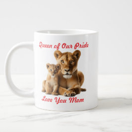 Lioness Mom and Cub Personalized Jumbo Mug ジャンボコーヒーマグカップ