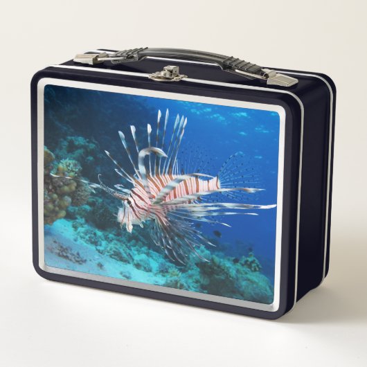 LionfishまたはPterois Miles、海リーフフィッシュ メタルランチボックス (正面)