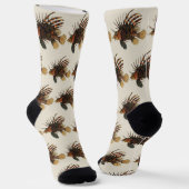 Lionfish Fish, Vintage Marine Ocean Life Animal ソックス (傾斜あり)