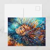 Lionfish in Expressive Ocean Oil Painting ポストカード (正面/裏面)