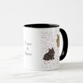 Lionhead bunnies with hearts  マグカップ (正面右)