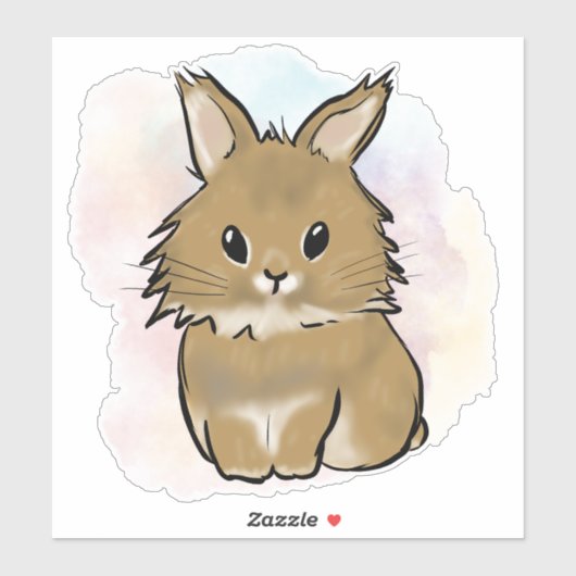 Lionhead bunny watercolor  シール (シート)