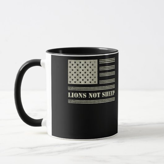 Lions Not Sheep USA Flag Independence Day マグカップ (左)