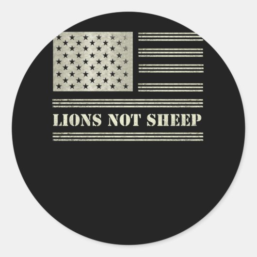 Lions Not Sheep USA Flag Independence Day ラウンドシール (正面)