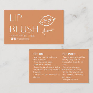  Lip Blush Tattoo Aftercare Advice Card 名刺