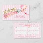 Lipglossのピンクのストライプな化粧のアポイントメントカード 予約カード (正面/裏面)