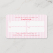 Lipglossのピンクのストライプな化粧のアポイントメントカード 予約カード (裏面)