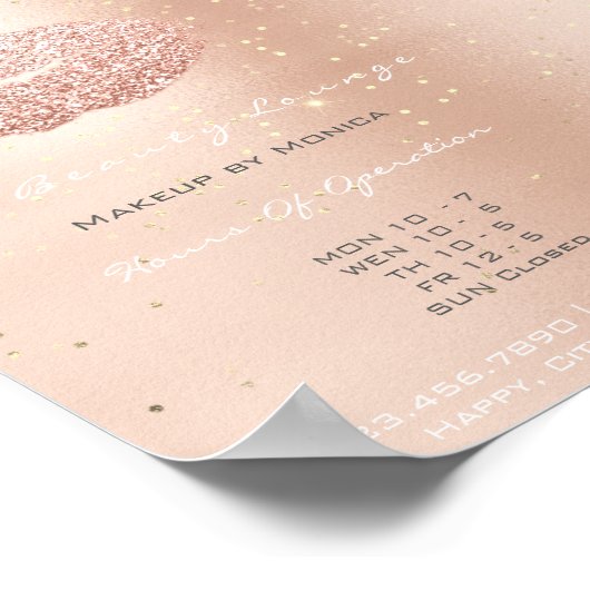 LIpsメイクアップアーティストグリッターバラ金ゴールド紙吹雪 ポスター (角)