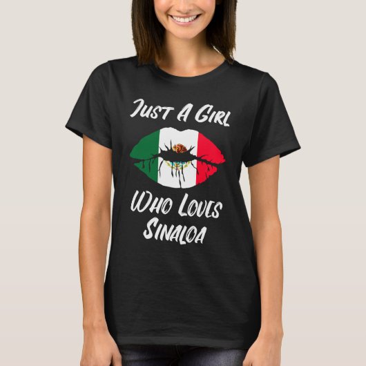 Lips and Mouth Love Mexican Flag Sinaloa Tシャツ (正面)