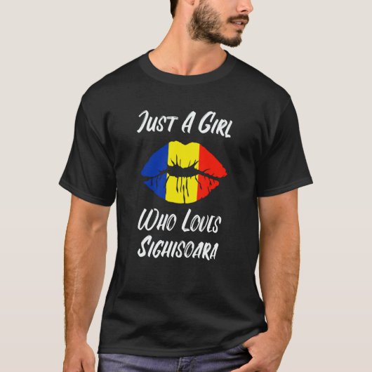 Lips and Mouth Love Romanian Flag Sighisoara Tシャツ (正面)