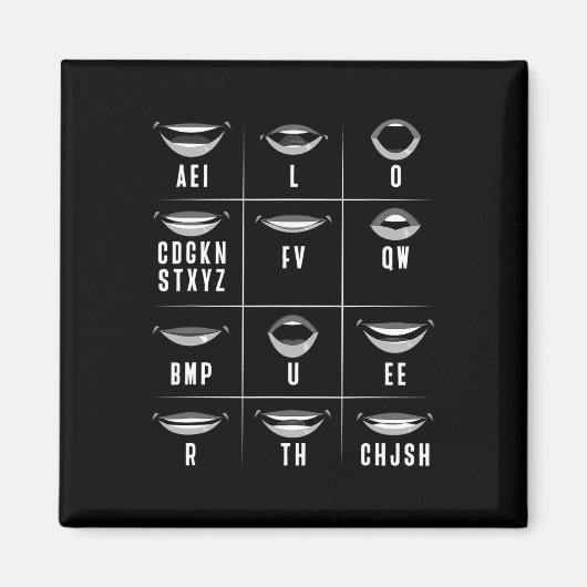 Lip's ASL読ハンドジェスチャーろう聴覚喪失阿波 マグネット (正面)