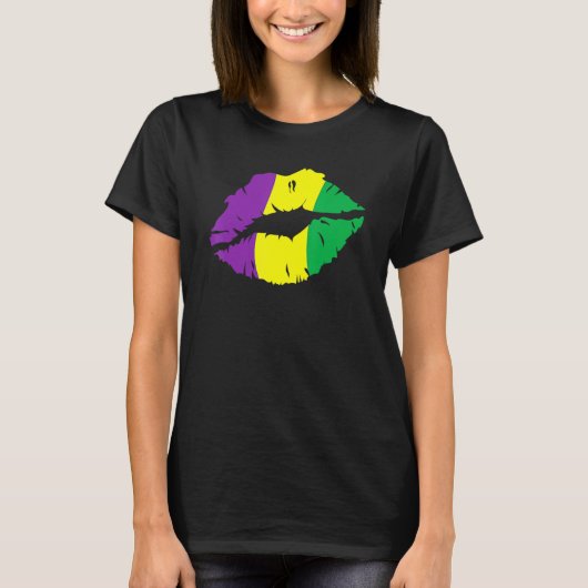 Lips Kiss Mardi Gras New Orleans Gifts For Women_1 Tシャツ (正面)