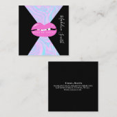 Lips Marble抽象芸術ピンクメイクアップアーティスト スクエア名刺 (正面/裏面)