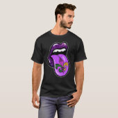 Lips Mardi Gras Carnival Purple Fleur De Lis Women Tシャツ (正面フル)