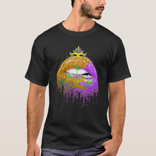 Lips Masquerade Women Costume Party Mardi Gras Tシャツ (正面)