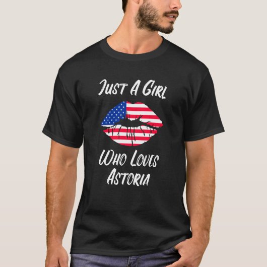 Lips Mouth Love American Flag Astoria Tシャツ (正面)
