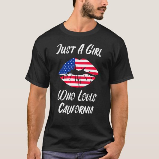 Lips Mouth Love American Flag California Tシャツ (正面)