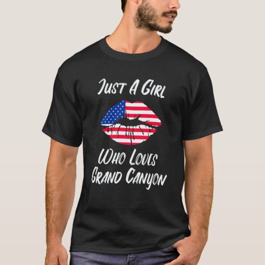 Lips Mouth Love American Flag Grand Canyon Tシャツ (正面)