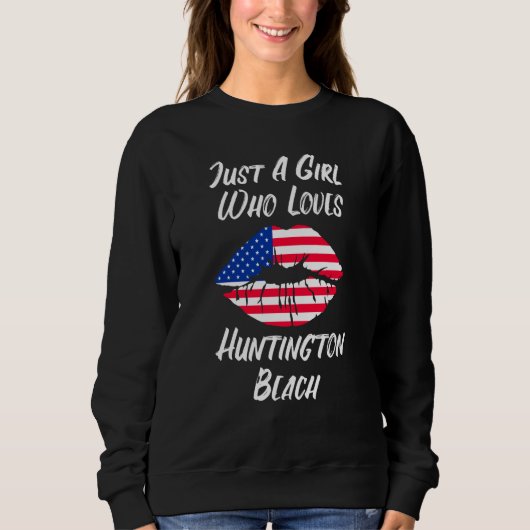 Lips Mouth Love American Flag Huntington Beach スウェットシャツ (正面)