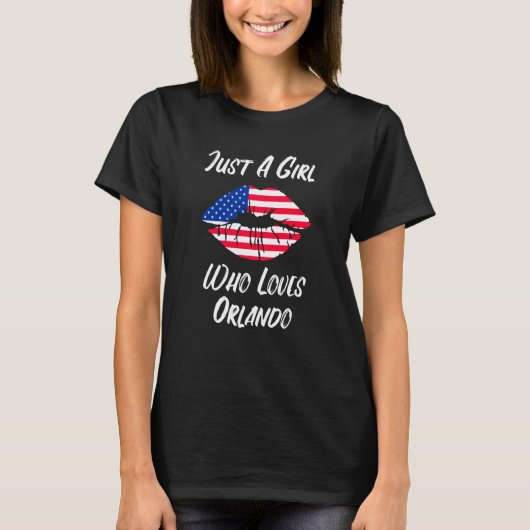 Lips Mouth Love American Flag Orlando Tシャツ (正面)