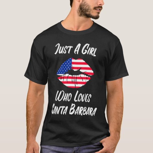 Lips Mouth Love American Flag Santa Barbara Tシャツ (正面)