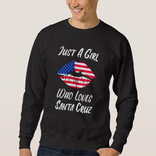 Lips Mouth Love American Flag Santa Cruz スウェットシャツ (正面)
