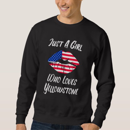 Lips Mouth Love American Flag Yellowstone スウェットシャツ (正面)