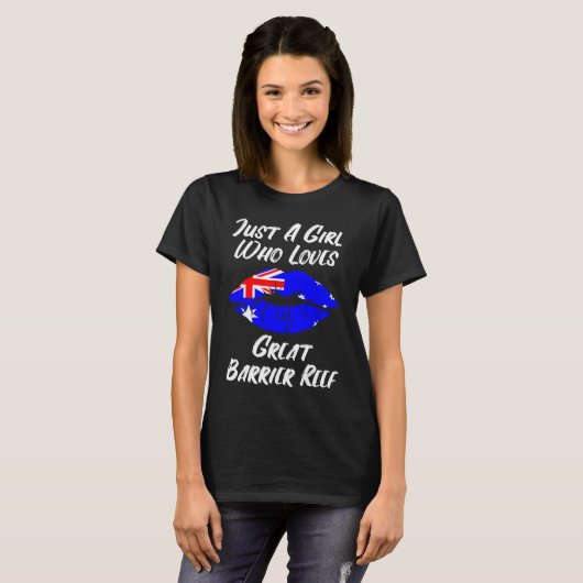Lips Mouth Love Australian Flag Great Barrier Reef Tシャツ (正面フル)
