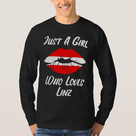 Lips Mouth Love Austria Flag Linz Tシャツ (正面)