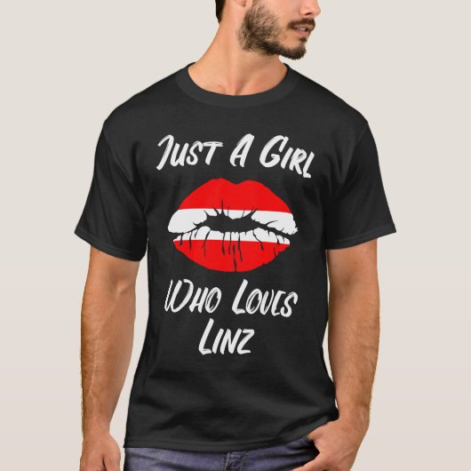 Lips Mouth Love Austria Flag Linz Tシャツ (正面)